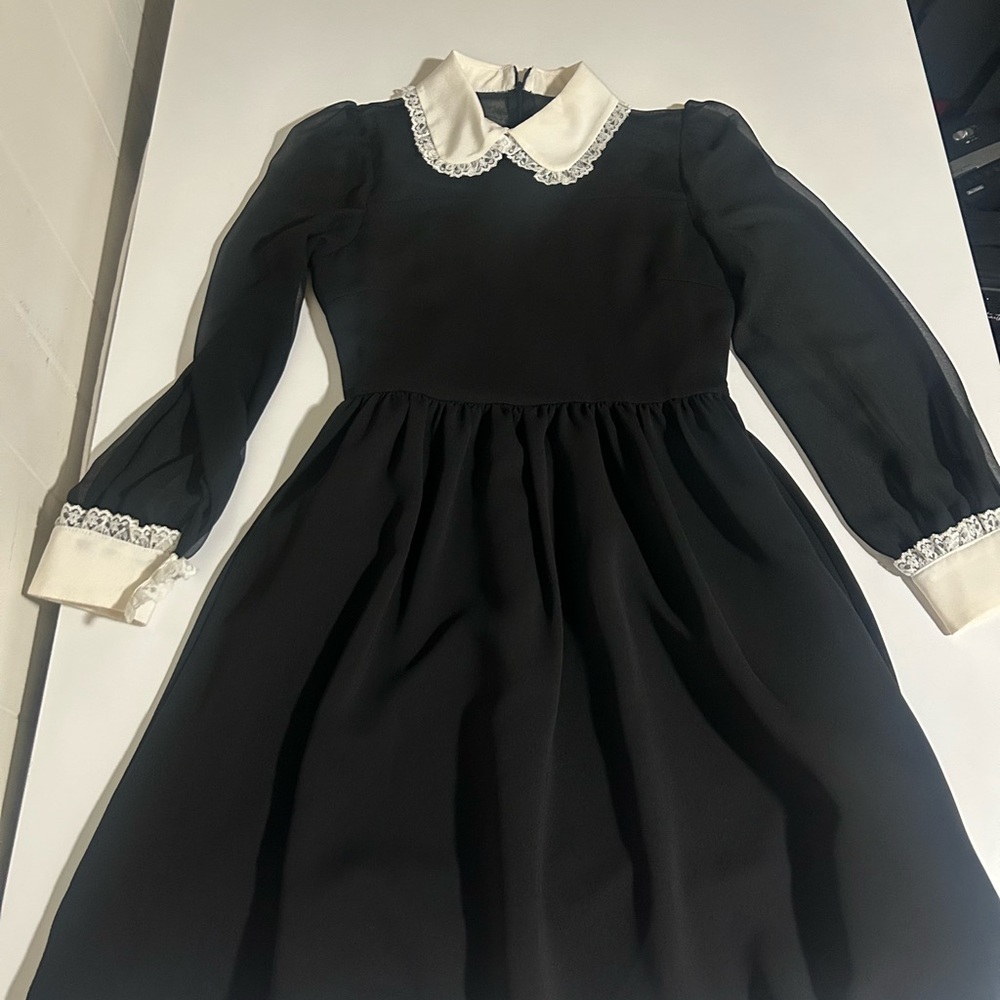 Korean brand- MilkCocoa Black baby doll Dress with White Collar and Cuffs